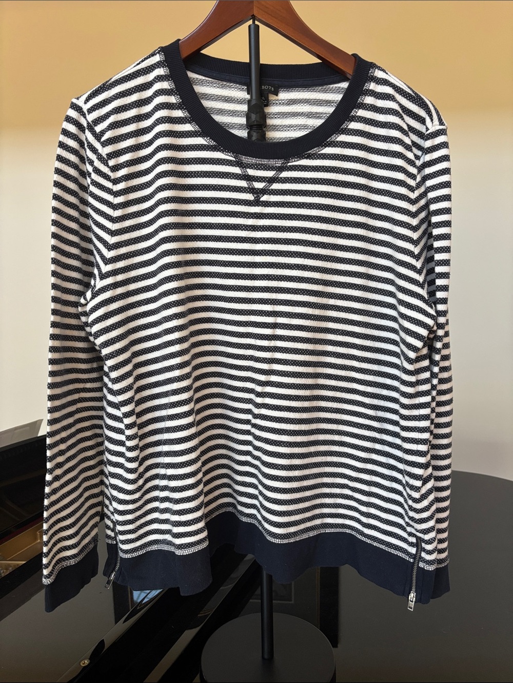 Talbots Navy and White Striped Crewneck top